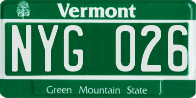 VT license plate NYG026