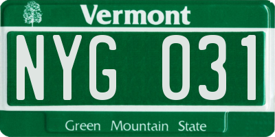 VT license plate NYG031