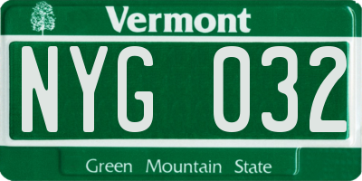 VT license plate NYG032