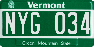 VT license plate NYG034