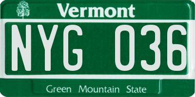VT license plate NYG036
