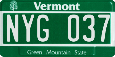 VT license plate NYG037