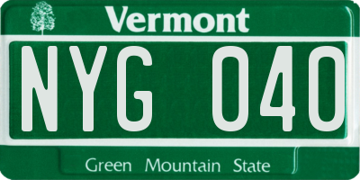 VT license plate NYG040