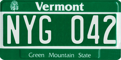 VT license plate NYG042