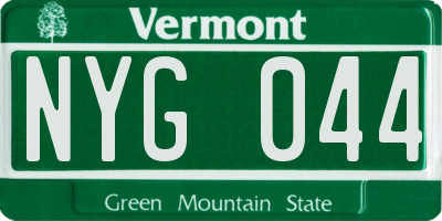 VT license plate NYG044