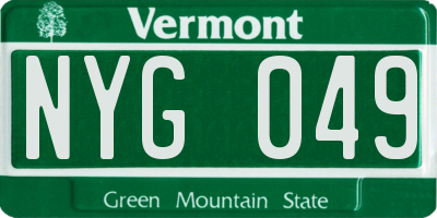 VT license plate NYG049