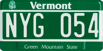 VT license plate NYG054