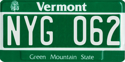 VT license plate NYG062