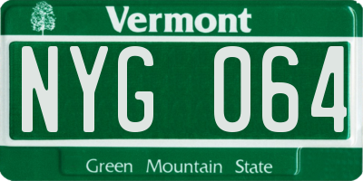 VT license plate NYG064