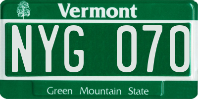 VT license plate NYG070