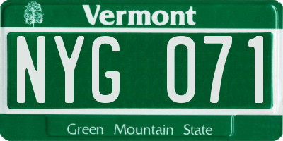 VT license plate NYG071
