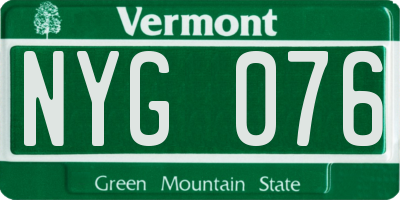 VT license plate NYG076