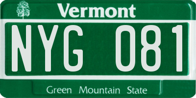 VT license plate NYG081
