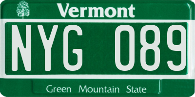VT license plate NYG089