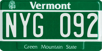 VT license plate NYG092