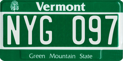 VT license plate NYG097