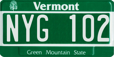 VT license plate NYG102