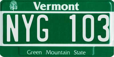 VT license plate NYG103