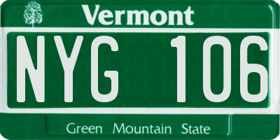 VT license plate NYG106