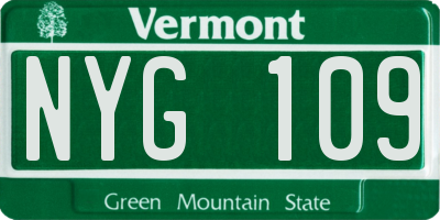 VT license plate NYG109