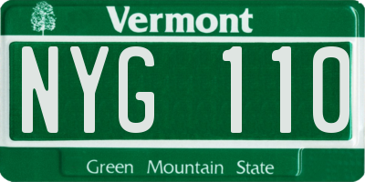 VT license plate NYG110