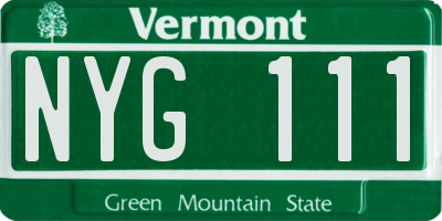 VT license plate NYG111