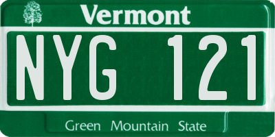 VT license plate NYG121