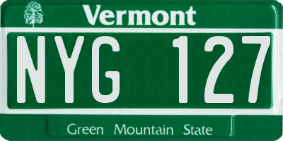 VT license plate NYG127
