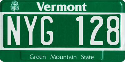 VT license plate NYG128