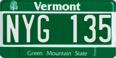 VT license plate NYG135
