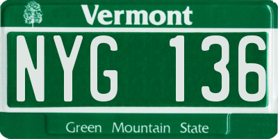 VT license plate NYG136