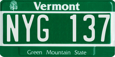 VT license plate NYG137