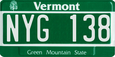 VT license plate NYG138
