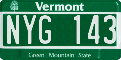 VT license plate NYG143