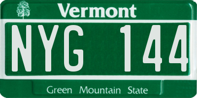 VT license plate NYG144