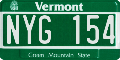 VT license plate NYG154