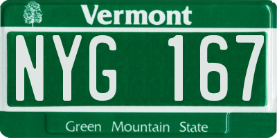 VT license plate NYG167