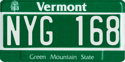 VT license plate NYG168