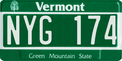 VT license plate NYG174