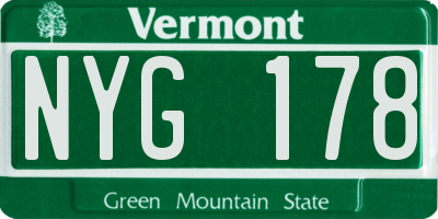 VT license plate NYG178