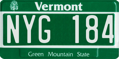 VT license plate NYG184