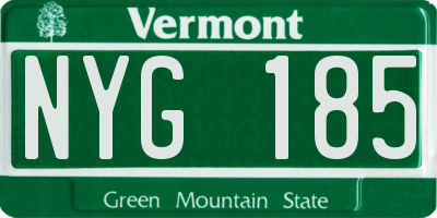 VT license plate NYG185