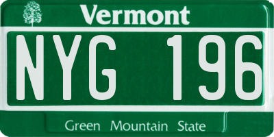 VT license plate NYG196