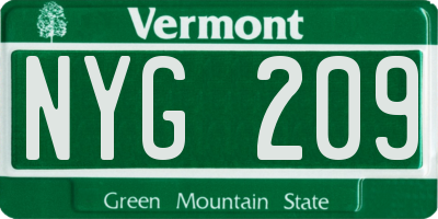 VT license plate NYG209