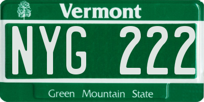 VT license plate NYG222
