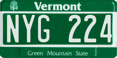 VT license plate NYG224