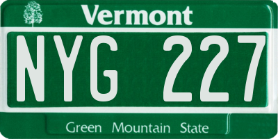 VT license plate NYG227