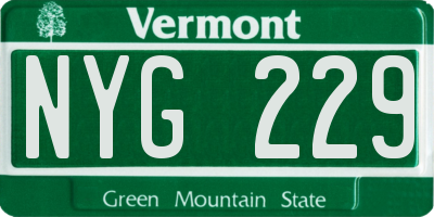 VT license plate NYG229