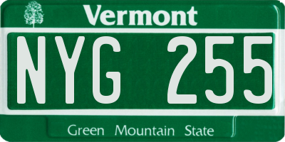 VT license plate NYG255