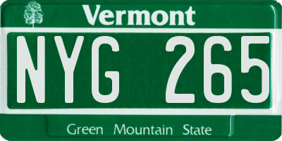 VT license plate NYG265